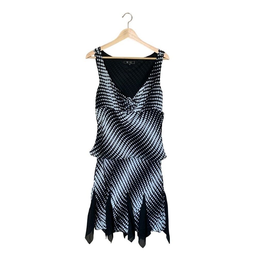 Polka Dot Babydoll Black & White Sleeveless Dress Sz M Fairygoth Made in USA‎